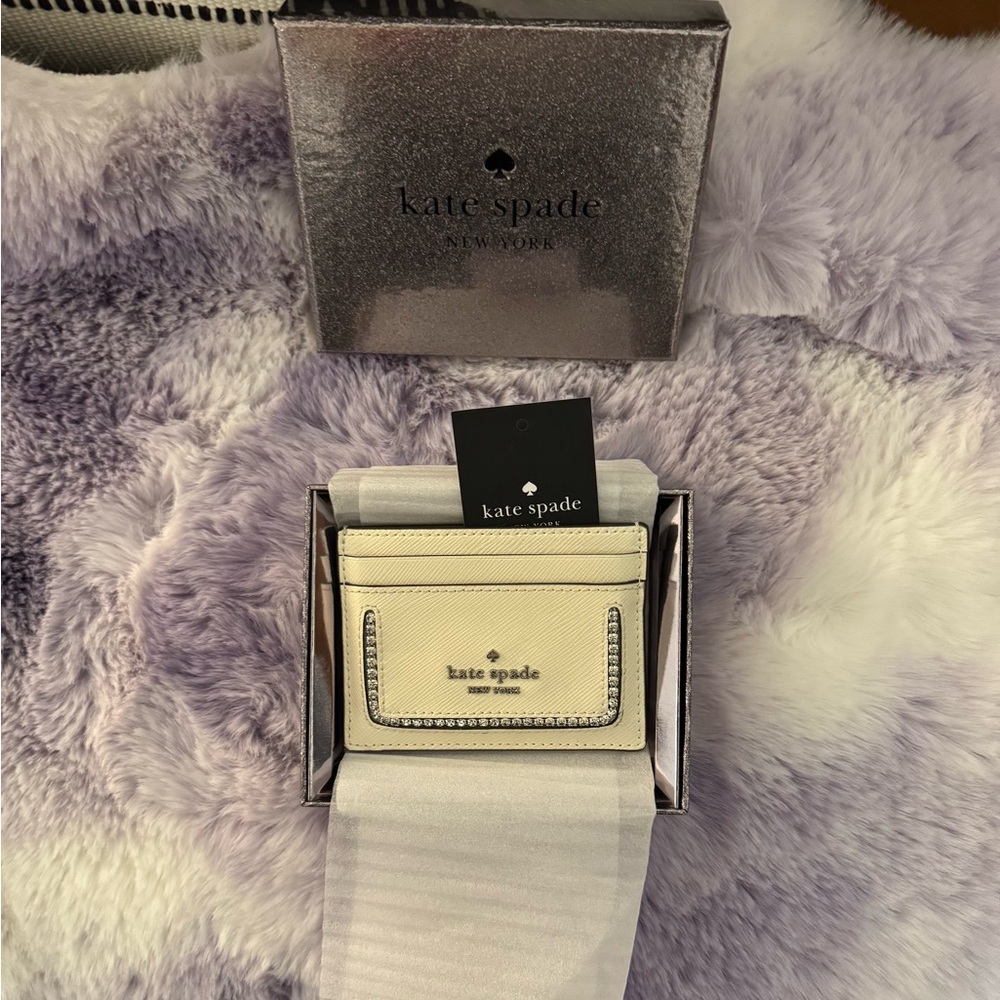 Kate Spade Rhinestone Cream Card Holder NWT
